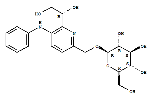 Molecular Structure of 115178-46-6 (b-D-Glucopyranoside,[1-[(1R)-1,2-dihydroxyethyl]-9H-pyrido[3,4-b]indol-3-yl]methyl)