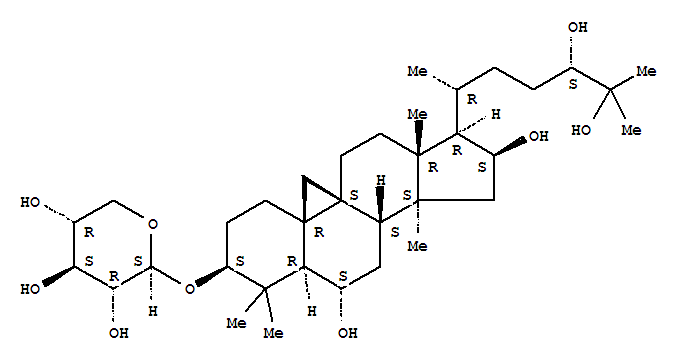Molecular Structure of 115332-90-6 (9,19-Cyclolanostane-6,16,24,25-tetrol,3-(b-D-xylopyranosyloxy)-, (3b,6a,16b,24S)- (9CI))
