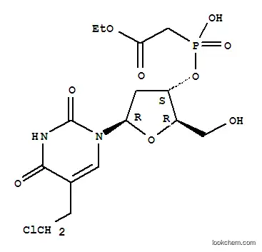 Molecular Structure of 115365-34-9 (Uridine,5-(2-chloroethyl)-2'-deoxy-, 3'-[hydrogen (2-ethoxy-2-oxoethyl)phosphonate](9CI))