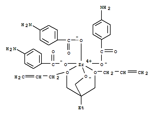 Molecular Structure of 115925-95-6 (Zirconium,tris(4-aminobenzoato-kO)[2,2-bis[(2-propen-1-yloxy-kO)methyl]-1-butanolato-kO]-)