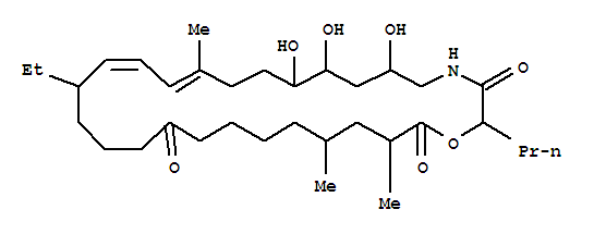 Molecular Structure of 115932-35-9 (1-Oxa-4-azacyclooctacosa-12,14-diene-3,20,28-trione,16-ethyl-6,8,9-trihydroxy-12,25,27-trimethyl-2-propyl-,(2S,6S,8S,9R,12E,14E,16R,25R,27S)- (9CI))