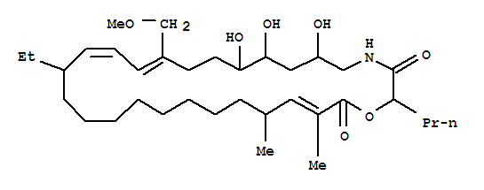 Molecular Structure of 115932-36-0 (1-Oxa-4-azacyclooctacosa-12,14,26-triene-3,28-dione,16-ethyl-6,8,9-trihydroxy-12-(methoxymethyl)-25,27-dimethyl-2-propyl-,(2S,6S,8S,9R,12Z,14E,16R,25R,26E)- (9CI))