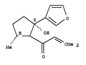 Molecular Structure of 116512-31-3 (2-Buten-1-one,1-[(2S,5R)-2-(3-furanyl)-2-hydroxy-5-methylcyclopentyl]-3-methyl-)