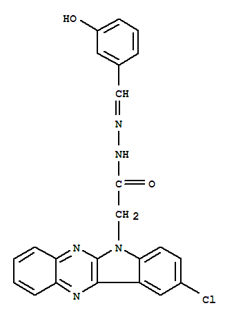 Molecular Structure of 116989-92-5 (6H-Indolo[2,3-b]quinoxaline-6-aceticacid, 9-chloro-, 2-[(3-hydroxyphenyl)methylene]hydrazide)