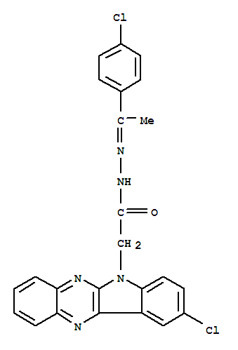 Molecular Structure of 116990-05-7 (6H-Indolo[2,3-b]quinoxaline-6-aceticacid, 9-chloro-, 2-[1-(4-chlorophenyl)ethylidene]hydrazide)