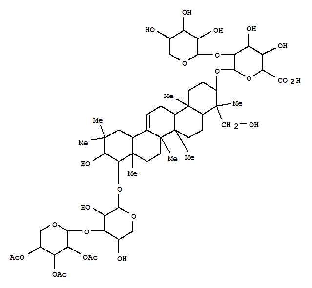 Molecular Structure of 117230-35-0 (b-D-Glucopyranosiduronic acid, (3b,4b,21b,22b)-21,23-dihydroxy-22-[[3-O-(2,3,4-tri-O-acetyl-b-D-xylopyranosyl)-a-L-arabinopyranosyl]oxy]olean-12-en-3-yl2-O-a-L-arabinopyranosyl-)