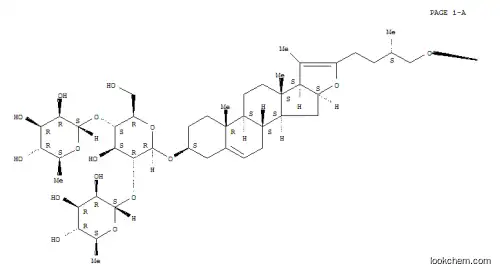 Molecular Structure of 117557-44-5 (b-D-Glucopyranoside, (3b,25S)-26-(b-D-glucopyranosyloxy)furosta-5,20(22)-dien-3-ylO-6-deoxy-a-L-mannopyranosyl-(1&reg;2)-O-[6-deoxy-a-L-mannopyranosyl-(1&reg;4)]-)