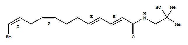 Molecular Structure of 117568-40-8 (2,4,8,11-Tetradecatetraenamide,N-(2-hydroxy-2-methylpropyl)-, (2E,4E,8Z,11Z)-)