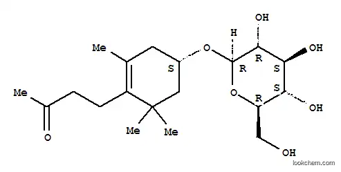Molecular Structure of 117596-83-5 (2-Butanone, 4-[(4S)-4-(b-D-glucopyranosyloxy)-2,6,6-trimethyl-1-cyclohexen-1-yl]-)