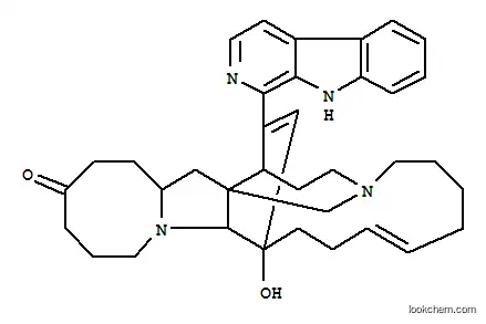 Molecular Structure of 117631-50-2 (1,13-Etheno-4,21a-methano-1H-azocino[1',2':1,5]pyrrolo[3,2-e]azacyclopentadecin-18(15H)-one,2,3,5,6,7,8,11,12,13,13a,16,17,19,20,20a,21-hexadecahydro-13-hydroxy-24-(9H-pyrido[3,4-b]indol-1-yl)-,(1R,9Z,13S,13aR,20aS,21aR)-)