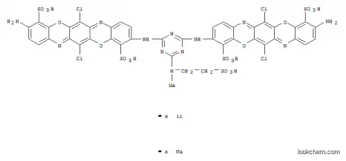Molecular Structure of 154212-58-5 (3,3′-[[6-Methyl(2-sulfoethyl)amino]-1,3,5-tri- azine-2,4-diyl]diimino]bis[10-amino-6,13- dichloro-4,11-triphenodioxazinedisulfonic acid, lithium sodium salt)