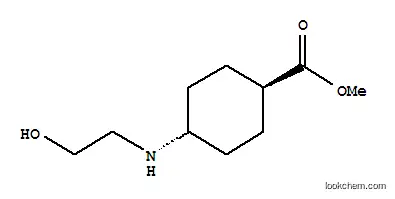 Molecular Structure of 160132-89-8 (Cyclohexanecarboxylic acid, 4-[(2-hydroxyethyl)amino]-, methyl ester, trans- (9CI))