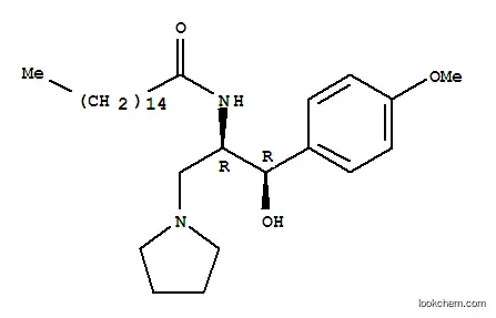 Molecular Structure of 163042-37-3 (Hexadecanamide, N-[(1R,2R)-2-hydroxy-2-(4-methoxyphenyl)-1-(1-pyrrolidinylmethyl)ethyl]-)