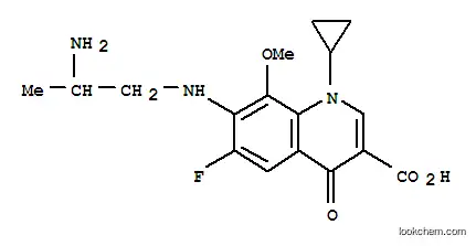 Molecular Structure of 172426-87-8 (7-[(2-Aminopropyl)amino]-1-cyclopropyl-6-fluoro-1,4-dihydro-8-methoxy-4-oxo-3-quinolinecarboxylic Acid)