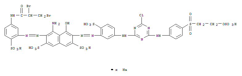 4-AMINO-6-[[5-[[4-CHLORO-6-[[4-[[2-(SULFOOXY)ETHYL]SULFONYL]PHENYL]AMINO]-1,3,5-TRIAZIN-2-YL]AMINO]-2-SULFOPHENYL]AZO]-3-[[5-[(2,3-DIBROMO-1-OXOPROPYL)AMINO]-2-SULFOPHENYL]AZO]-5-HYDROXY-2,7-NAPHTHALE