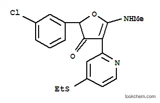 Molecular Structure of 187592-24-1 (3(2H)-Furanone,  2-(3-chlorophenyl)-4-[4-(ethylthio)-2-pyridinyl]-5-(methylamino)-)