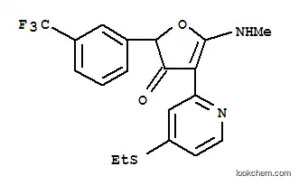 Molecular Structure of 187592-29-6 (3(2H)-Furanone,  4-[4-(ethylthio)-2-pyridinyl]-5-(methylamino)-2-[3-(trifluoromethyl)phenyl]-)