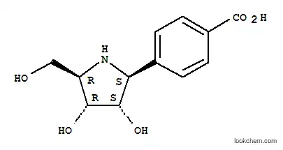 Molecular Structure of 188745-02-0 (Benzoic acid, 4-(2S,3S,4R,5R)-3,4-dihydroxy-5-(hydroxymethyl)-2-pyrrolidinyl-)