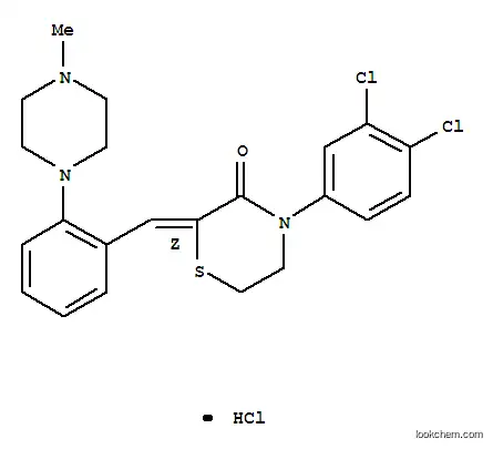 Molecular Structure of 220322-05-4 ((2E)-4-(3,4-dichlorophenyl)-2-{[2-(4-methylpiperazin-1-yl)phenyl]methylidene}thiomorpholin-3-one hydrochloride)