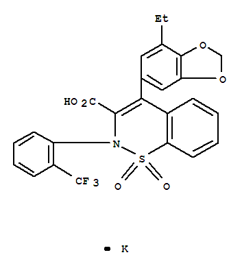 2H-1,2-Benzothiazine-3-carboxylicacid, 4-(7-ethyl-1,3-benzodioxol-5-yl)-2-[2-(trifluoromethyl)phenyl]-,1,1-dioxide, potassium salt (1:1)
