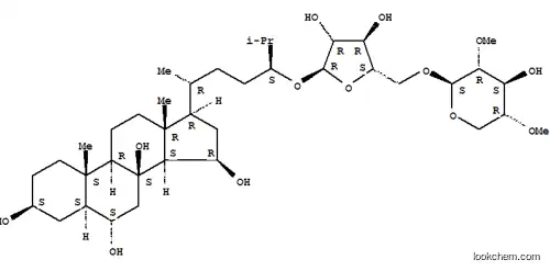 Molecular Structure of 221290-77-3 (Cholestane-3,6,8,15-tetrol,24-[[5-O-(2,4-di-O-methyl-b-D-xylopyranosyl)-a-L-arabinofuranosyl]oxy]-, (3b,5a,6a,15b,24S)-)
