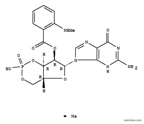 Molecular Structure of 221905-46-0 (2'-(N-Methylanthraniloyl)guanosine 3',5'-Cyclicmonophosphate, Sodium Salt)