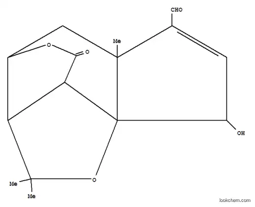 Molecular Structure of 22567-28-8 (4,3,8a-(Epoxyethanylylidene)-8aH-cyclopent[b]oxepin-6-carboxaldehyde,2,3,4,5,5a,8-hexahydro-8-hydroxy-2,2,5a-trimethyl-10-oxo-,(3R,4R,5aS,8R,8aR,9R)-rel- (9CI))