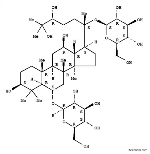 Molecular Structure of 226713-28-6 (b-D-Glucopyranoside, (3b,6a,12b,24R)-3,12,24,25-tetrahydroxydammarane-6,20-diyl bis- (9CI))