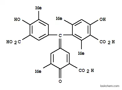 Molecular Structure of 2305-53-5 (3-[(3-Carboxy-4-hydroxy-5-methylphenyl)(3-carboxy-5-methyl-4-oxo-2,5-cyclohexadien-1-ylidene)methyl]-6-hydroxy-2,4-dimethylbenzoic acid)