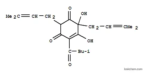 Molecular Structure of 23510-81-8 (2,6-Diprenyl-4-(1-oxo-3-methylbutyl)-5,6-dihydroxy-4-cyclohexene-1,3-dione)