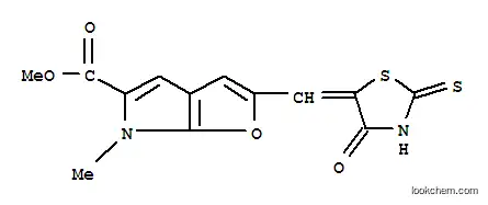 Molecular Structure of 315665-37-3 (6H-Furo[2,3-b]pyrrole-5-carboxylic  acid,  6-methyl-2-[(4-oxo-2-thioxo-5-thiazolidinylidene)methyl]-,  methyl  ester)