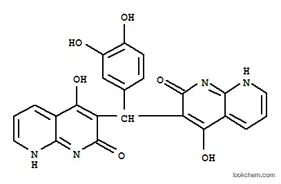 Molecular Structure of 401938-26-9 (1,8-Naphthyridin-2(1H)-one,3,3-[(3,4-dihydroxyphenyl)methylene]bis[4-hydroxy-(9CI))