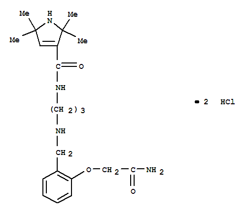 Molecular Structure of 102132-01-4 (1H-Pyrrole-3-carboxamide,N-[3-[[[2-(2-amino-2-oxoethoxy)phenyl]methyl]amino]propyl]-2,5-dihydro-2,2,5,5-tetramethyl-,hydrochloride (1:2))