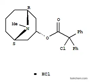 Molecular Structure of 102516-81-4 (Benzeneacetic acid, a-chloro-a-phenyl-,9-methyl-9-azabicyclo[3.3.1]non-3-yl ester, hydrochloride, endo- (9CI))