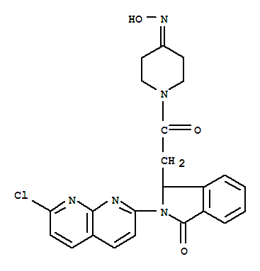 Molecular Structure of 103255-67-0 (1H-Isoindol-1-one,2-(7-chloro-1,8-naphthyridin-2-yl)-2,3-dihydro-3-[2-[4-(hydroxyimino)-1-piperidinyl]-2-oxoethyl]-)