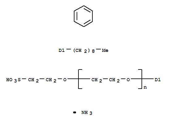 Molecular Structure of 103455-86-3 (Poly(oxy-1,2-ethanediyl),a-(nonylphenyl)-w-(2-sulfoethoxy)-, ammonium salt(9CI))