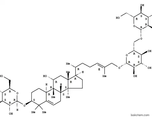 Molecular Structure of 109985-95-7 ((2R,3R,4S,5R,6R)-2-(hydroxymethyl)-6-[[(2R,3R,4S,5R,6R)-3,4,5-trihydroxy-6-[(6R)-6-[(3S,8S,9R,10S,11R,13R,14S,17R)-11-hydroxy-4,4,9,13,14-pentamethyl-3-[(2R,3R,4S,5R,6R)-3,4,5-trihydroxy-6-(hydroxymethyl)oxan-2-yl]oxy-2,3,7,8,10,11,12,15,16,17-decahydro-1H-cyclopenta[a]phenanthren-17-yl]-2-methyl-hept-2-enoxy]oxan-2-yl]methoxy]oxane-3,4,5-triol)
