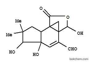 Molecular Structure of 119525-98-3 (3H,6H-3a,8b-Methano-1H-indeno[4,5-c]furan-4-carboxaldehyde,5a,7,8,8a-tetrahydro-3,5a,6-trihydroxy-7,7-dimethyl-1-oxo-,(3S,3aR,5aR,6R,8aR,9bS)- (9CI))