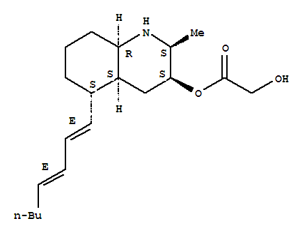 Molecular Structure of 141544-70-9 (Acetic acid,2-hydroxy-,(2S,3S,4aS,5S,8aR)-decahydro-2-methyl-5-(1E,3E)-1,3-octadien-1-yl-3-quinolinylester)