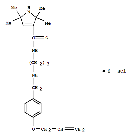 Molecular Structure of 102132-00-3 (1H-Pyrrole-3-carboxamide,2,5-dihydro-2,2,5,5-tetramethyl-N-[3-[[[4-(2-propen-1-yloxy)phenyl]methyl]amino]propyl]-,hydrochloride (1:2))