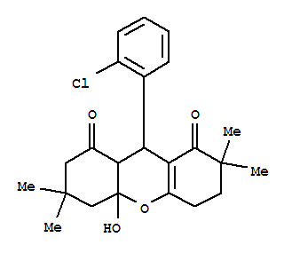 Molecular Structure of 102585-09-1 (1H-Xanthene-1,8(2H)-dione,9-(2-chlorophenyl)-3,4,5,6,7,8a,9,10a-octahydro-10a-hydroxy-2,2,6,6-tetramethyl-)
