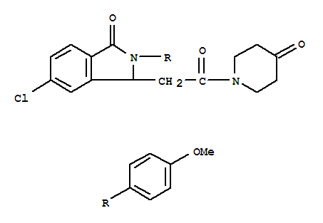 1-((6-CHLORO-2,3-DIHYDRO-2-(4-METHOXYPHENYL)-3-OXO-1H-ISOINDOL-1-YL)AC ETYL)-PIPERIDIN-4-ONE