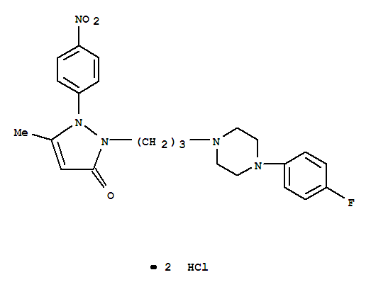 1,2-DIHYDRO-2-(3-(4-(4-FLUOROPHENYL)-(PIPERAZIN-1-YL))PROPYL)-5-METHYL-1-(4-NITROPHENYL)-3H-PYRAZOL-3-ONE 2HCL