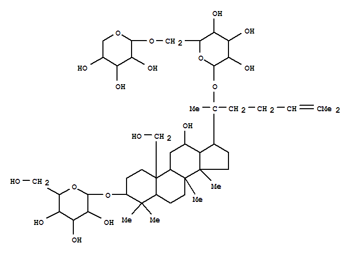 Molecular Structure of 105609-18-5 (b-D-Glucopyranoside, (3b,12b)-3-(b-D-glucopyranosyloxy)-12,19-dihydroxydammar-24-en-20-yl 6-O-b-D-xylopyranosyl-)