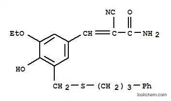 Molecular Structure of 107787-94-0 ((2E)-2-cyano-3-(3-ethoxy-4-hydroxy-5-{[(3-phenylpropyl)sulfanyl]methyl}phenyl)prop-2-enamide)