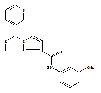 Molecular Structure of 114154-02-8 (1H,3H-Pyrrolo[1,2-c]thiazole-7-carboxamide,N-(3-methoxyphenyl)-3-(3-pyridinyl)-)