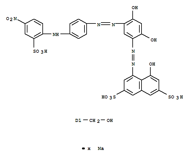2,7-NAPHTHALENEDISULFONIC ACID 4-[[2,4-DIHYDROXY(HYDROXYMETHYL)-5-[[4-[(4-NITRO-2-SULFOPHENYL)AMINO]PHENYL]AZO]PHENYL]AZO]-5-HYDROXY-,SODIUM SALT