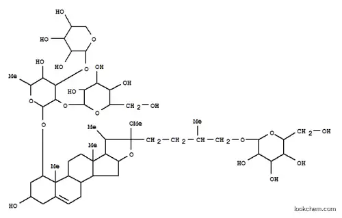 Molecular Structure of 128397-48-8 (b-D-Galactopyranoside, (1b,3b,25S)-26-(b-D-glucopyranosyloxy)-3-hydroxy-22-methoxyfurost-5-en-1-yl O-b-D-glucopyranosyl-(1&reg;2)-O-[b-D-xylopyranosyl-(1&reg;3)]-6-deoxy- (9CI))