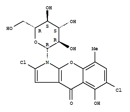 Molecular Structure of 139635-97-5 ([1]Benzopyrano[2,3-b]pyrrol-4(1H)-one,2,6-dichloro-1-b-D-glucopyranosyl-5-hydroxy-8-methyl-)