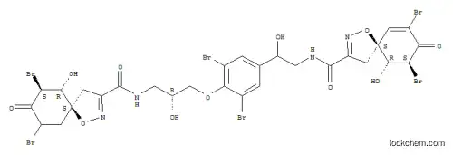 Molecular Structure of 149998-47-0 (1-Oxa-2-azaspiro[4.5]deca-2,6-diene-3-carboxamide,7,9-dibromo-N-[(2R)-3-[2,6-dibromo-4-[2-[[[(5S,9S,10R)-7,9-dibromo-10-hydroxy-8-oxo-1-oxa-2-azaspiro[4.5]deca-2,6-dien-3-yl]carbonyl]amino]-1-hydroxyethyl]phenoxy]-2-hydroxypropyl]-10-hydroxy-8-oxo-,(5S,9S,10R)-)